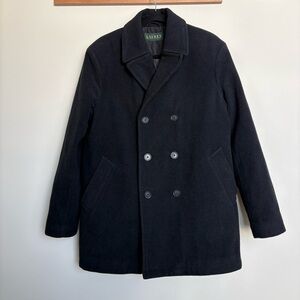 Lauren Ralph Lauren Wool Blend Peacoat Jacket Black/Very Deep Navy Mens 40R